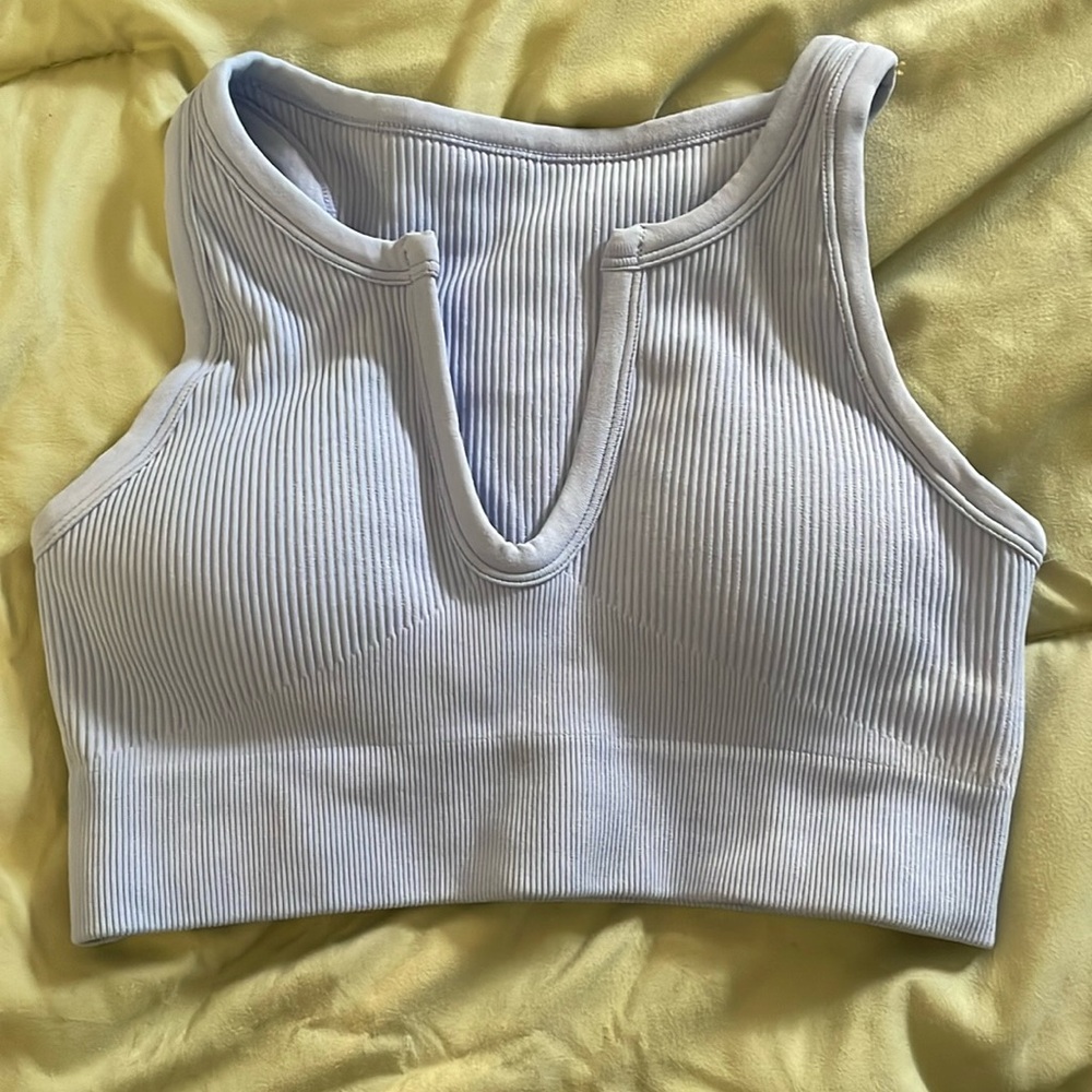 Periwinkle Ribbed Sports Bra - Picture 3 of 6